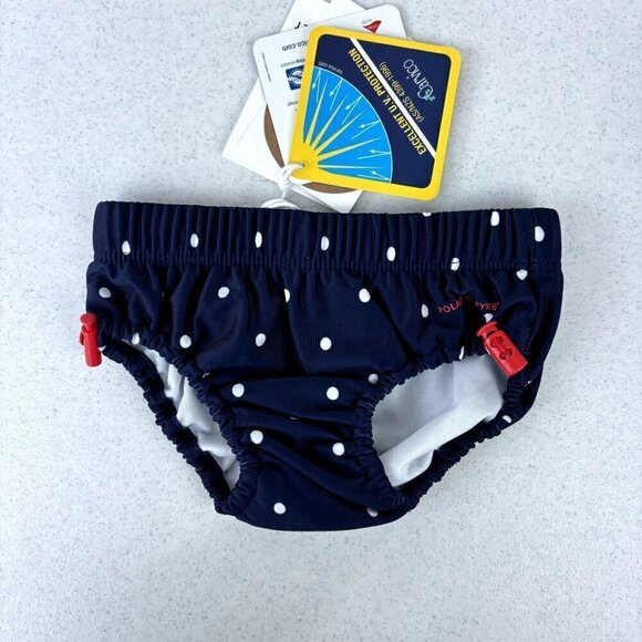 Polarn O. Pyret Swim Nappy Navy Polka Dot NWT 2-6M - Picture 1 of 9